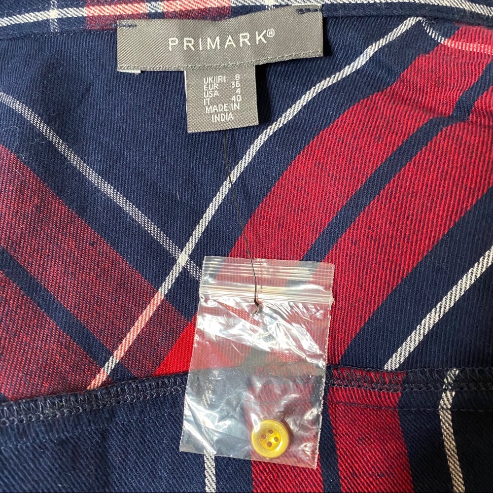 Blue Red Cotton Flannel Gold Buttons Long Shirt - Picture 8 of 9